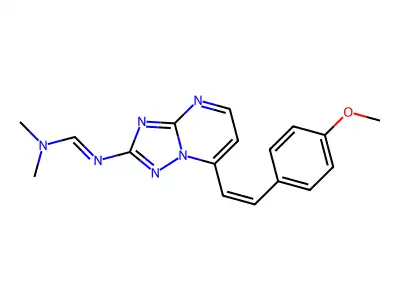 N'-[7-(4-methoxystyryl)[1,2,4]triazolo[1,5-a]pyrimidin-2-yl]-N,N-dimethyliminoformamide structure