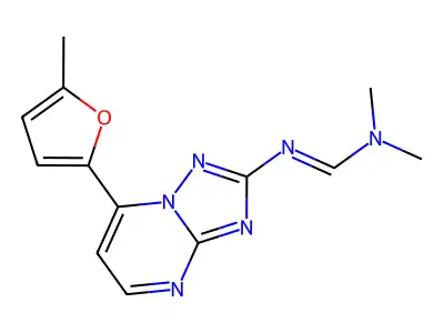N,N-dimethyl-N'-[7-(5-methyl-2-furyl)[1,2,4]triazolo[1,5-a]pyrimidin-2-yl]iminoformamide structure