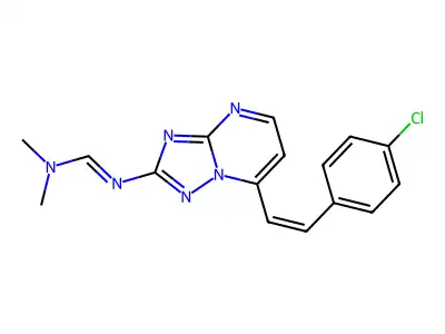 N'-[7-(4-chlorostyryl)[1,2,4]triazolo[1,5-a]pyrimidin-2-yl]-N,N-dimethyliminoformamide structure