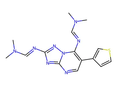 (E)-N'-{7-[(E)-[(dimethylamino)methylidene]amino]-6-(thiophen-3-yl)-[1,2,4]triazolo[1,5-a]pyrimidin-2-yl}-N,N-dimethylmethanimidamide structure