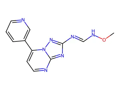 (E)-N'-methoxy-N-[7-(pyridin-3-yl)-[1,2,4]triazolo[1,5-a]pyrimidin-2-yl]methanimidamide structure