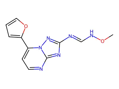 (E)-N-[7-(furan-2-yl)-[1,2,4]triazolo[1,5-a]pyrimidin-2-yl]-N'-methoxymethanimidamide structure