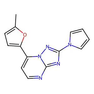 7-(5-methyl-2-furyl)-2-(1H-pyrrol-1-yl)[1,2,4]triazolo[1,5-a]pyrimidine structure
