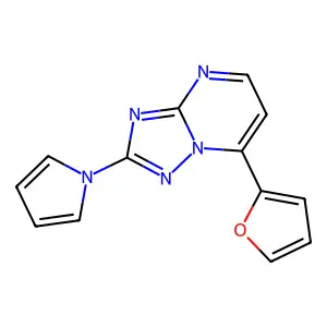 7-(2-furyl)-2-(1H-pyrrol-1-yl)[1,2,4]triazolo[1,5-a]pyrimidine structure