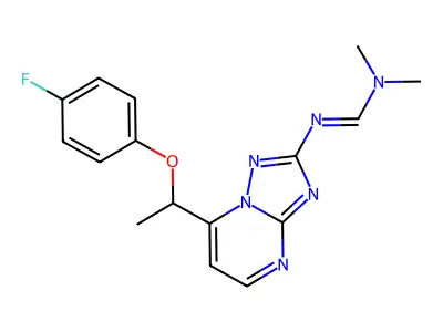 (E)-N'-{7-[1-(4-fluorophenoxy)ethyl]-[1,2,4]triazolo[1,5-a]pyrimidin-2-yl}-N,N-dimethylmethanimidamide structure