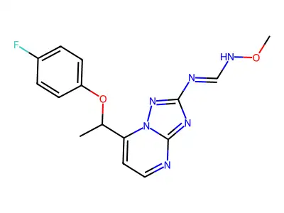 (E)-N-{7-[1-(4-fluorophenoxy)ethyl]-[1,2,4]triazolo[1,5-a]pyrimidin-2-yl}-N'-methoxymethanimidamide structure