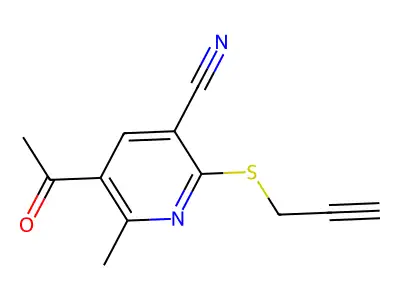 5-Acetyl-6-methyl-2-(2-propyn-1-ylthio)-3-pyridinecarbonitrile structure