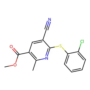 Methyl 6-[(2-chlorophenyl)sulfanyl]-5-cyano-2-methylnicotinate structure