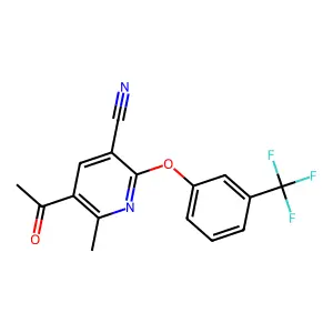 5-Acetyl-6-methyl-2-[3-(trifluoromethyl)phenoxy]pyridine-3-carbonitrile structure