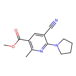 Methyl 5-cyano-2-methyl-6-(1-pyrrolidinyl)nicotinate structure