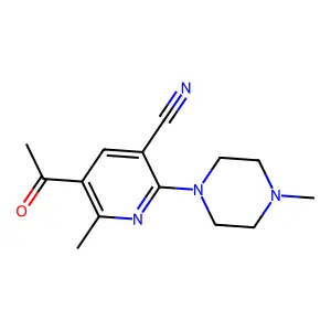 5-Acetyl-6-methyl-2-(4-methylpiperazino)nicotinonitrile structure