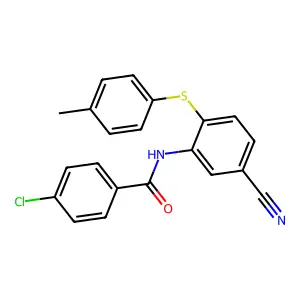 4-chloro-N-{5-cyano-2-[(4-methylphenyl)sulfanyl]phenyl}benzenecarboxamide structure