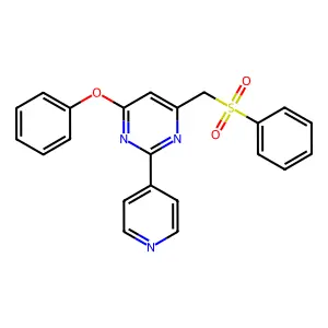 [6-Phenoxy-2-(4-pyridinyl)-4-pyrimidinyl]methyl phenyl sulfone structure