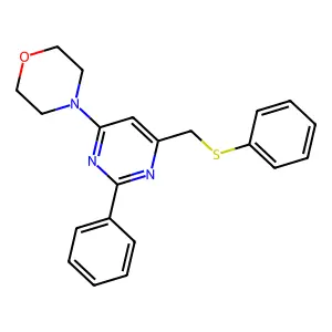 4-[2-Phenyl-6-(phenylsulfanylmethyl)pyrimidin-4-yl]morpholine structure