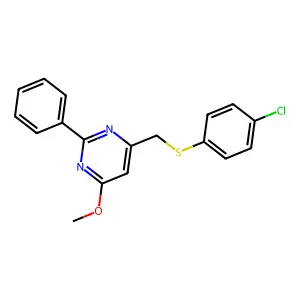 6-{[(4-Chlorophenyl)sulfanyl]methyl}-2-phenyl-4-pyrimidinyl methyl ether structure
