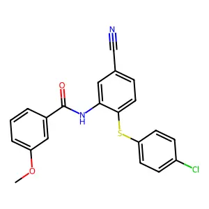 N-{2-[(4-chlorophenyl)sulfanyl]-5-cyanophenyl}-3-methoxybenzenecarboxamide structure