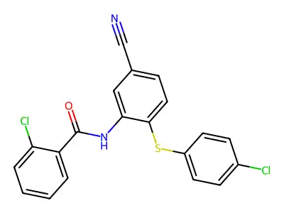 2-chloro-N-{2-[(4-chlorophenyl)sulfanyl]-5-cyanophenyl}benzenecarboxamide structure