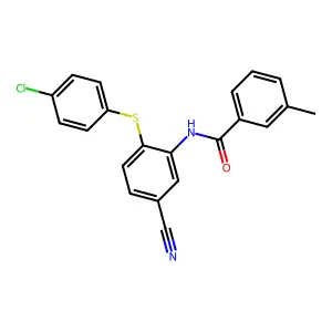 N-{2-[(4-chlorophenyl)sulfanyl]-5-cyanophenyl}-3-methylbenzenecarboxamide structure