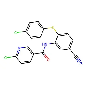 6-chloro-N-{2-[(4-chlorophenyl)sulfanyl]-5-cyanophenyl}nicotinamide structure