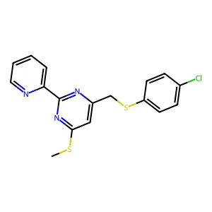 4-Chlorophenyl [6-(methylsulfanyl)-2-(2-pyridinyl)-4-pyrimidinyl]methyl sulfide structure