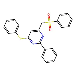 2-Phenyl-4-(phenylsulfanyl)-6-[(phenylsulfonyl)methyl]pyrimidine structure