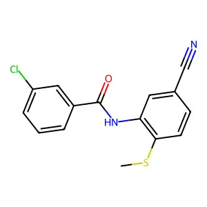 3-Chloro-N-(5-cyano-2-(methylsulfanyl)phenyl)benzenecarboxamide structure