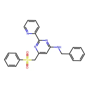 N-benzyl-6-[(phenylsulfonyl)methyl]-2-(2-pyridinyl)-4-pyrimidinamine structure