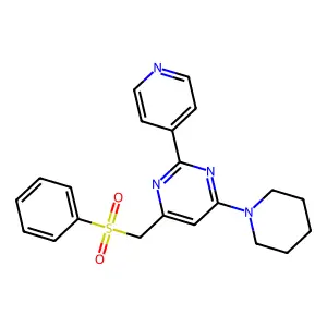 Phenyl [6-piperidino-2-(4-pyridinyl)-4-pyrimidinyl]methyl sulfone structure