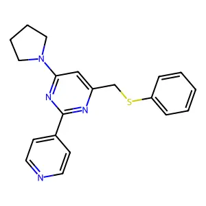 Phenyl [2-(4-pyridinyl)-6-(1-pyrrolidinyl)-4-pyrimidinyl]methyl sulfide structure