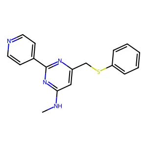 N-methyl-6-[(phenylsulfanyl)methyl]-2-(4-pyridinyl)-4-pyrimidinamine structure