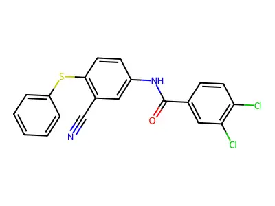 3,4-dichloro-N-[3-cyano-4-(phenylsulfanyl)phenyl]benzenecarboxamide structure