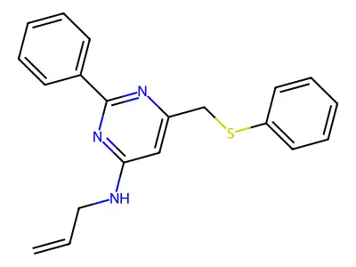 N-allyl-2-phenyl-6-[(phenylsulfanyl)methyl]-4-pyrimidinamine structure