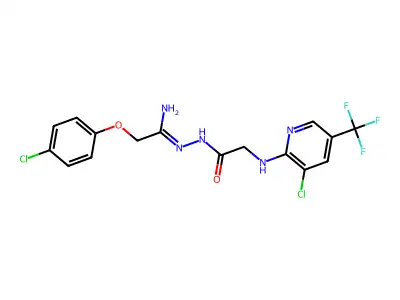 2-{[3-chloro-5-(trifluoromethyl)pyridin-2-yl]amino}-N'-[2-(4-chlorophenoxy)ethanimidoyl]acetohydrazide structure