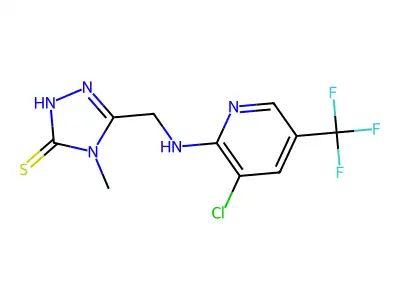 5-({[3-chloro-5-(trifluoromethyl)-2-pyridinyl]amino}methyl)-4-methyl-4H-1,2,4-triazole-3-thiol structure