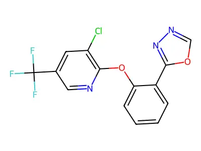3-Chloro-2-[2-(1,3,4-oxadiazol-2-yl)phenoxy]-5-(trifluoromethyl)pyridine structure