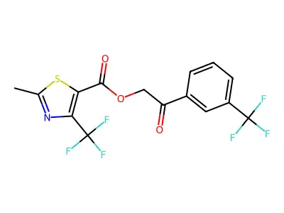 2-oxo-2-[3-(trifluoromethyl)phenyl]ethyl 2-methyl-4-(trifluoromethyl)-1,3-thiazole-5-carboxylate structure