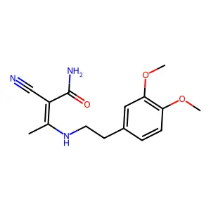 2-Cyano-3-[(3,4-dimethoxyphenethyl)amino]-2-butenamide structure