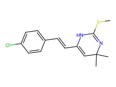 6-[2-(4-chlorophenyl)ethenyl]-4,4-dimethyl-2-methylsulfanyl-1H-pyrimidine structure