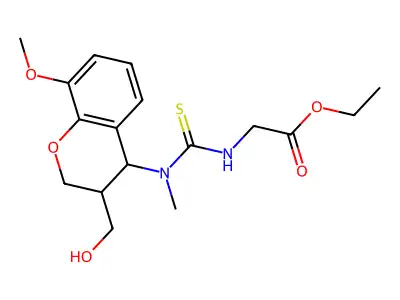 ethyl 2-({[3-(hydroxymethyl)-8-methoxy-3,4-dihydro-2H-1-benzopyran-4-yl](methyl)carbamothioyl}amino)acetate structure