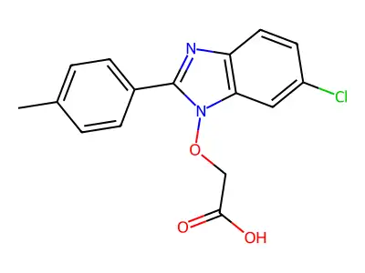 2-{[6-chloro-2-(4-methylphenyl)-1H-1,3-benzimidazol-1-yl]oxy}acetic acid structure