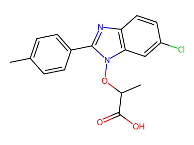 2-{[6-chloro-2-(4-methylphenyl)-1H-1,3-benzimidazol-1-yl]oxy}propanoic acid structure