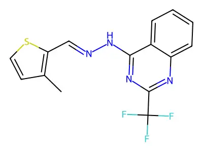 3-methyl-2-thiophenecarbaldehyde N-[2-(trifluoromethyl)-4-quinazolinyl]hydrazone structure