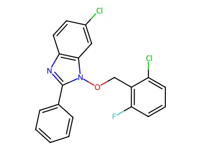 6-chloro-1-[(2-chloro-6-fluorobenzyl)oxy]-2-phenyl-1H-1,3-benzimidazole structure