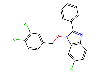 6-chloro-1-[(3,4-dichlorobenzyl)oxy]-2-phenyl-1H-1,3-benzimidazole structure