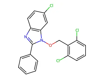 6-chloro-1-[(2,6-dichlorobenzyl)oxy]-2-phenyl-1H-1,3-benzimidazole structure