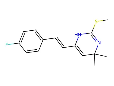 6-[2-(4-fluorophenyl)ethenyl]-4,4-dimethyl-2-methylsulfanyl-1H-pyrimidine structure