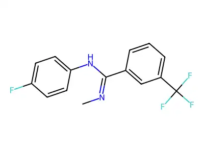 N-(4-fluorophenyl)-N'-methyl-3-(trifluoromethyl)benzenecarboximidamide structure