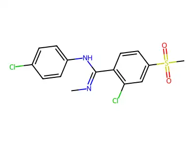 2-chloro-N-(4-chlorophenyl)-N'-methyl-4-(methylsulfonyl)benzenecarboximidamide structure