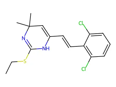 6-[2-(2,6-dichlorophenyl)ethenyl]-2-ethylsulfanyl-4,4-dimethyl-1H-pyrimidine structure