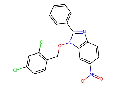 1-[(2,4-dichlorobenzyl)oxy]-6-nitro-2-phenyl-1H-1,3-benzimidazole structure